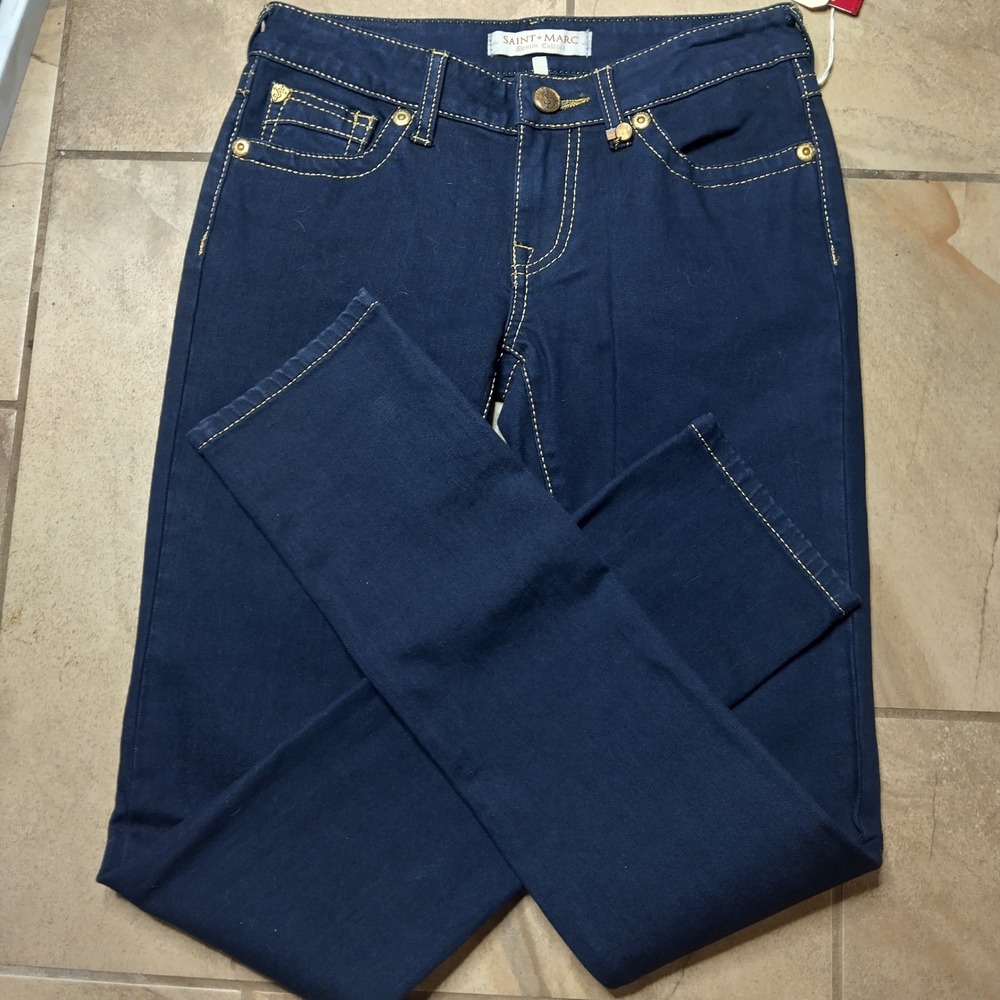Saint Marc Denim Culture Vampire Skinny Jeans Indigo Gold Stitch SB9031STLG-VMP